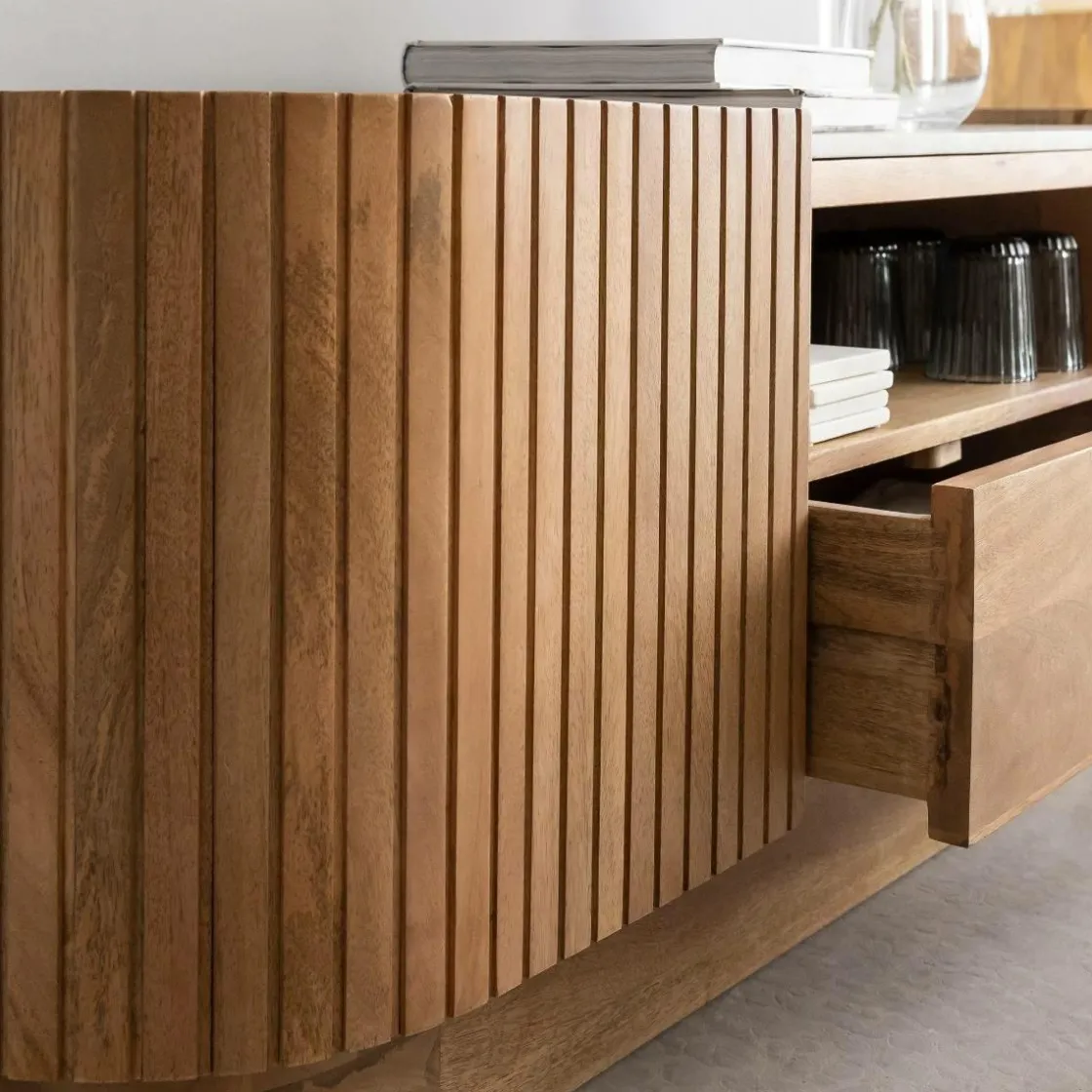 Made in Meubles Meuble Tv<Meuble TV en bois de manguier et marbre Adler