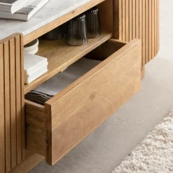 Made in Meubles Meuble Tv<Meuble TV en bois de manguier et marbre Adler