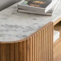 Made in Meubles Meuble Tv<Meuble TV en bois de manguier et marbre Adler