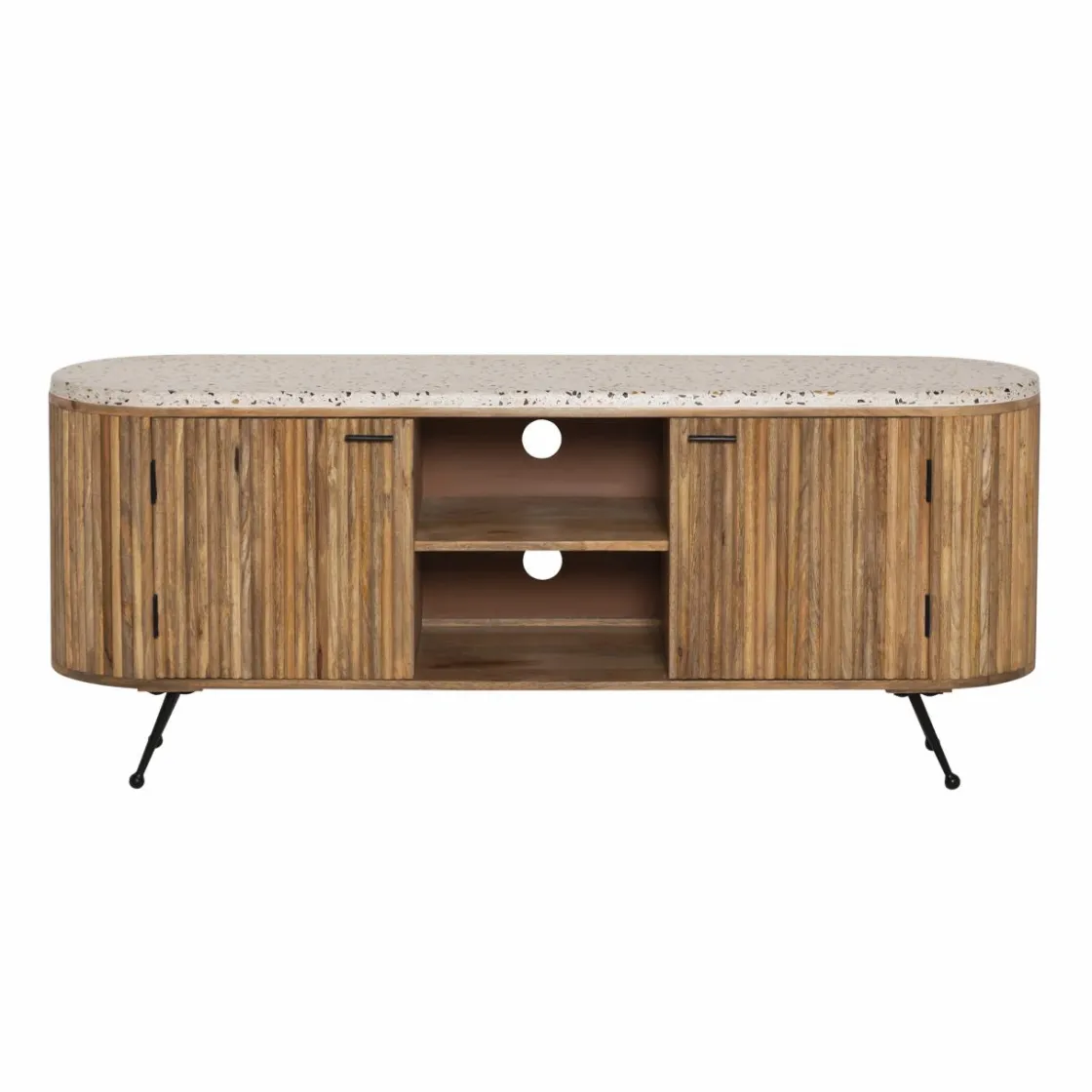 Made in Meubles Meuble Tv<Meuble TV en bois de manguier et terrazzo Ambrine