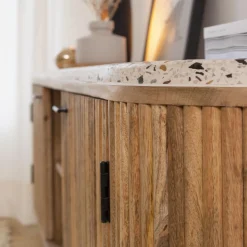 Made in Meubles Meuble Tv<Meuble TV en bois de manguier et terrazzo Ambrine