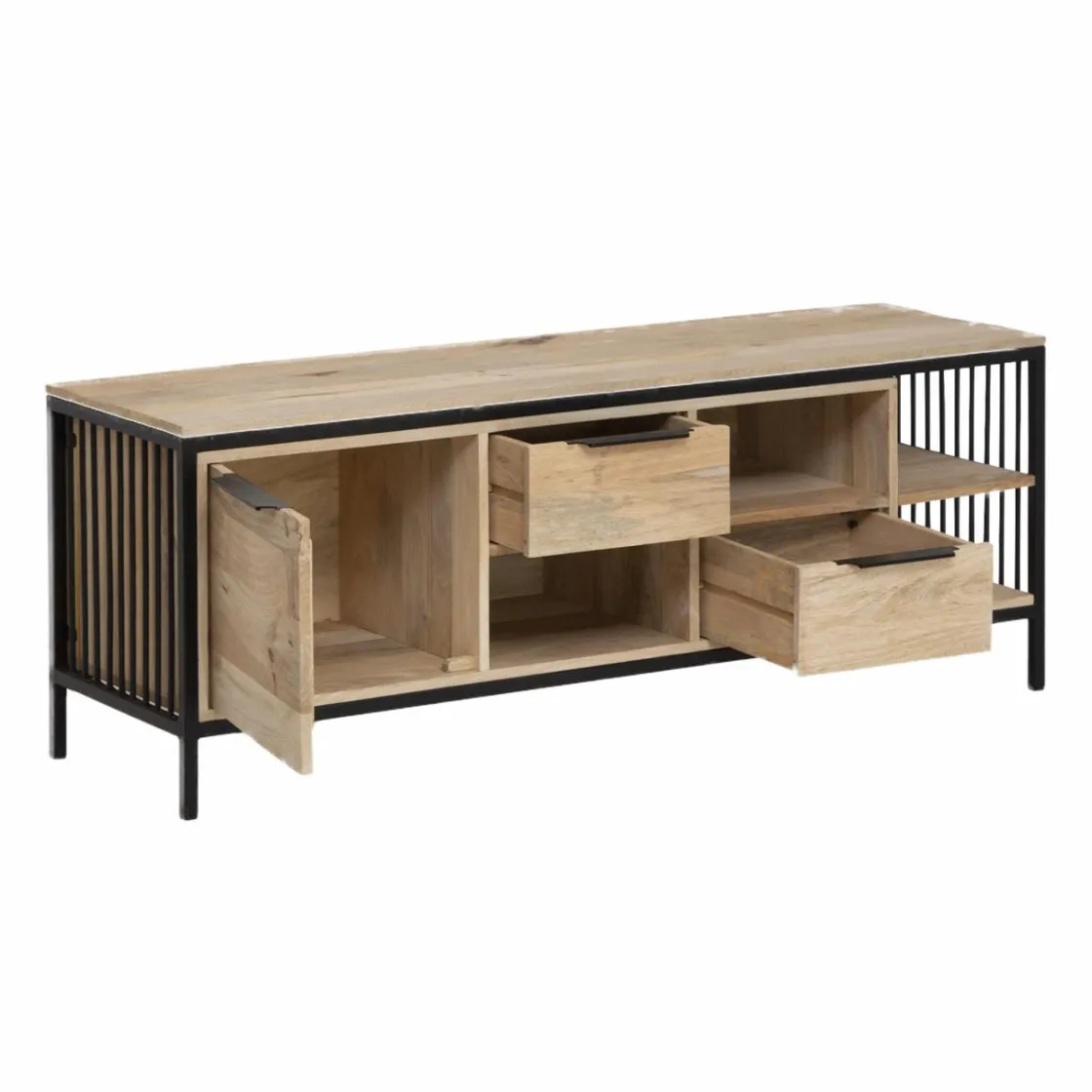 Made in Meubles Meuble Tv<Meuble TV en bois de manguier et métal Héloïse