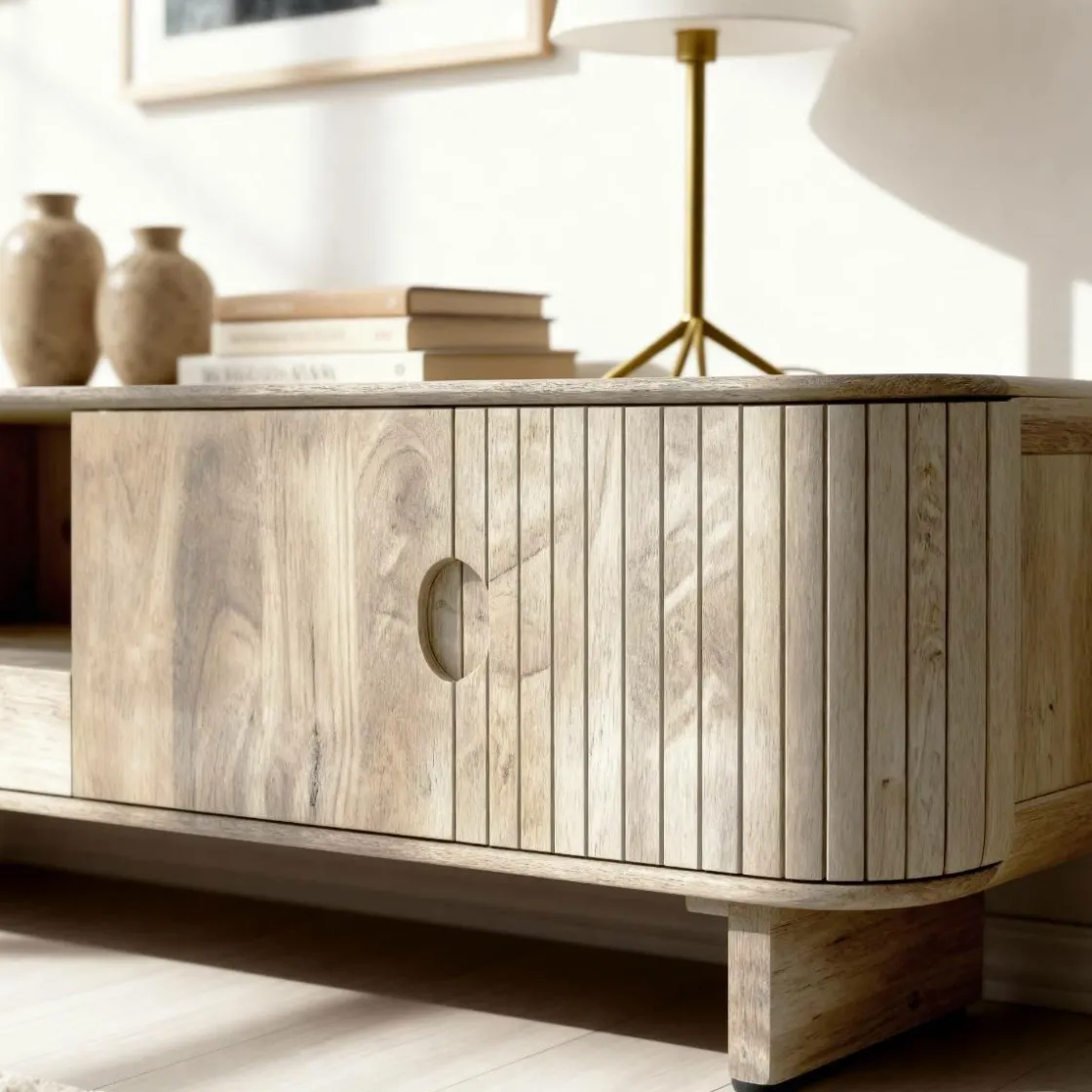 Made in Meubles Meuble Tv<Meuble TV en bois de manguier clair Yoni