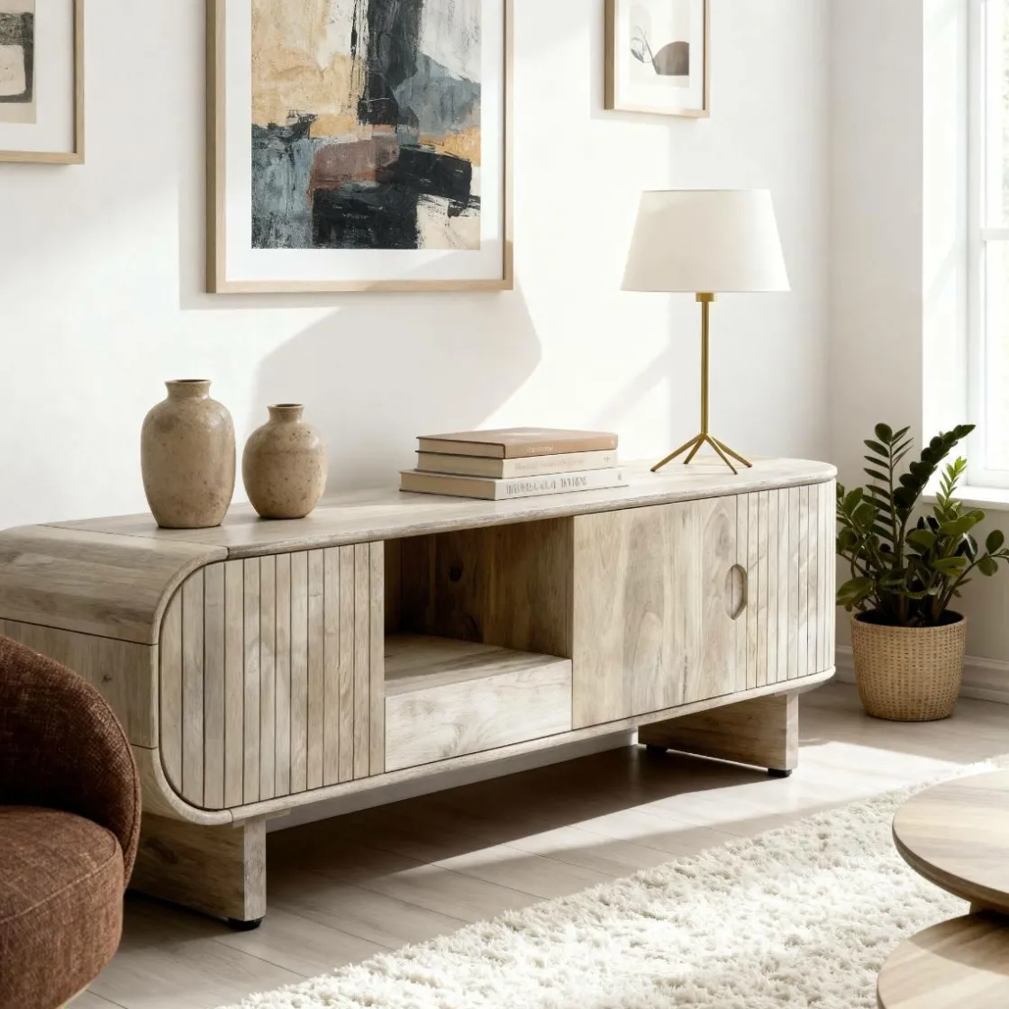 Made in Meubles Meuble Tv<Meuble TV en bois de manguier clair Yoni