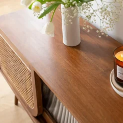 Made in Meubles Meuble Tv<Meuble TV en bois de manguier et cannage Charline