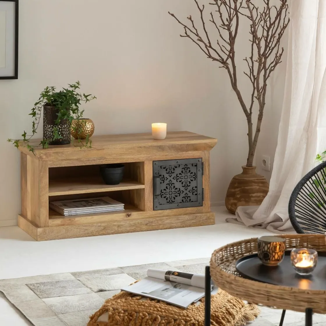 Made in Meubles Meuble Tv<Meuble TV en bois de manguier et métal Sahara