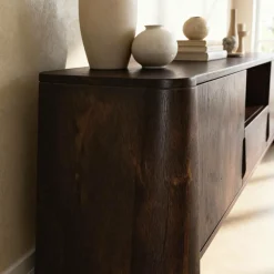 Made in Meubles Meuble Tv<Meuble TV en bois de manguier foncé Liriel