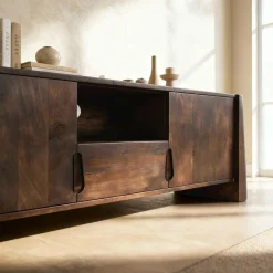 Made in Meubles Meuble Tv<Meuble TV en bois de manguier foncé Liriel