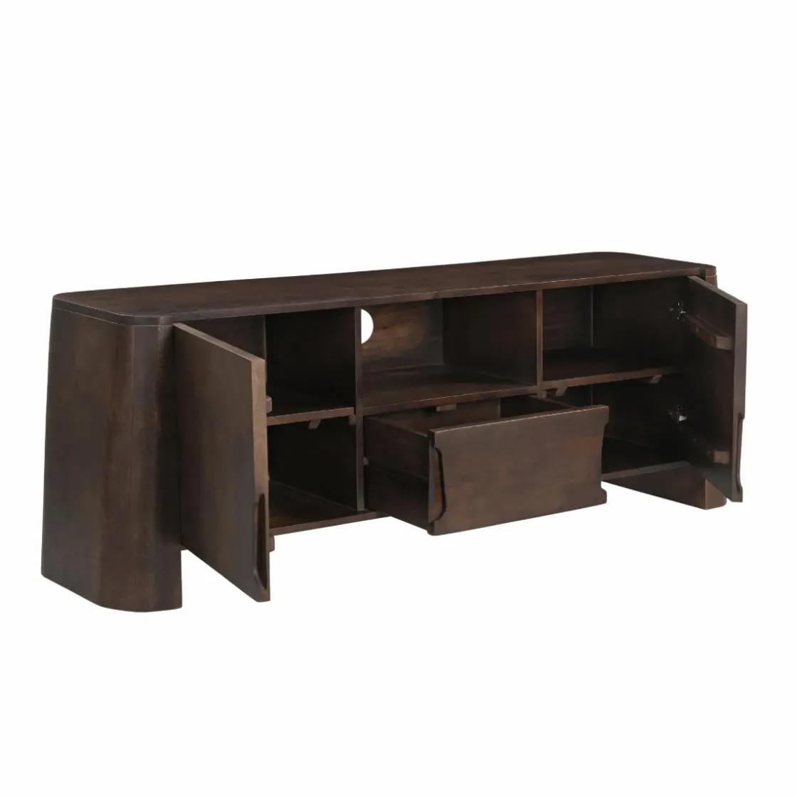 Made in Meubles Meuble Tv<Meuble TV en bois de manguier foncé Liriel