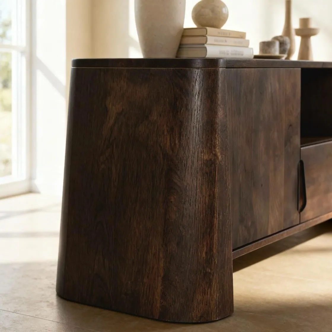 Made in Meubles Meuble Tv<Meuble TV en bois de manguier foncé Liriel