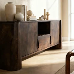 Made in Meubles Meuble Tv<Meuble TV en bois de manguier foncé Liriel