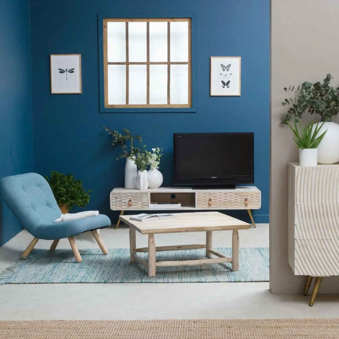 Made in Meubles Meuble Tv<Meuble TV en bois de manguier blanchi Rhodes