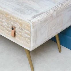 Made in Meubles Meuble Tv<Meuble TV en bois de manguier blanchi Rhodes