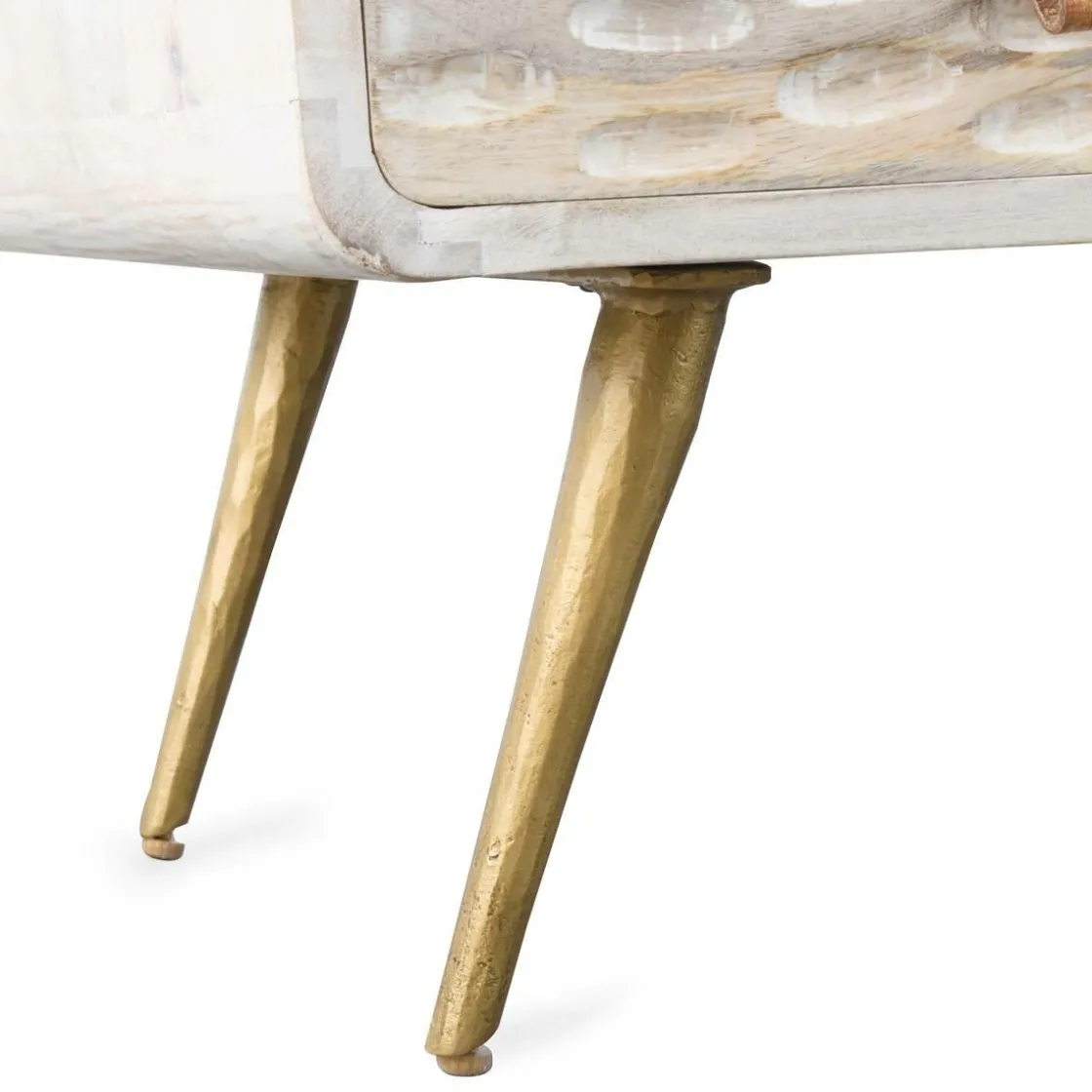 Made in Meubles Meuble Tv<Meuble TV en bois de manguier blanchi Rhodes