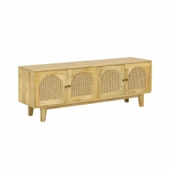 Made in Meubles Meuble Tv<Meuble TV en bois de manguier et cannage Edana