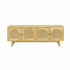 Made in Meubles Meuble Tv<Meuble TV en bois de manguier et cannage Edana