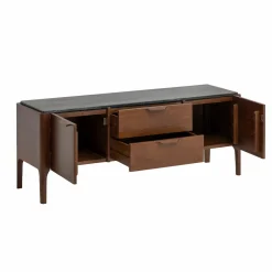 Made in Meubles Meuble Tv<Meuble TV en bois de manguier et marbre noir Roch