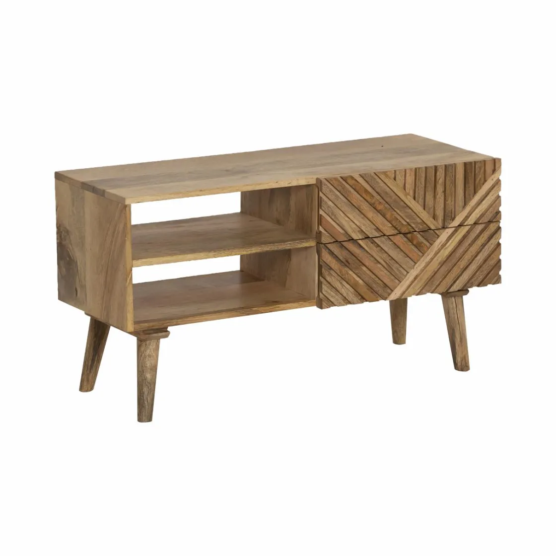 Made in Meubles Meuble Tv<Meuble TV en bois de manguier chevrons Maëva