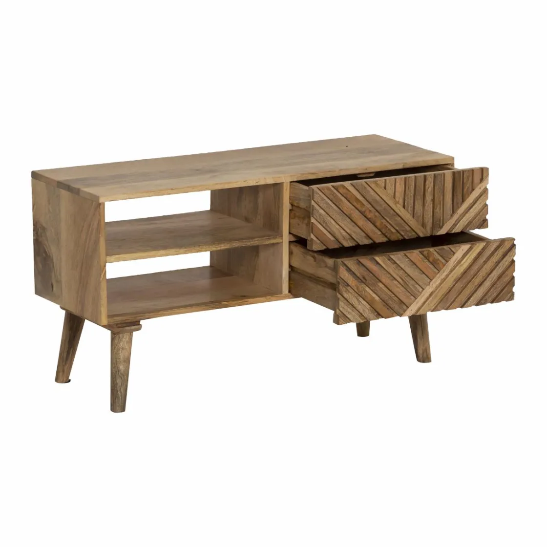 Made in Meubles Meuble Tv<Meuble TV en bois de manguier chevrons Maëva