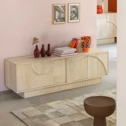 Made in Meubles Meuble Tv<Meuble TV en bois de manguier blanchi Miliam