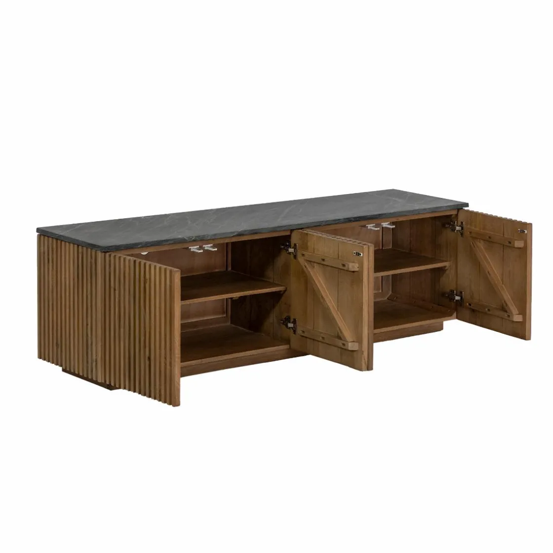 Made in Meubles Meuble Tv<Meuble TV en bois de manguier et marbre Betty