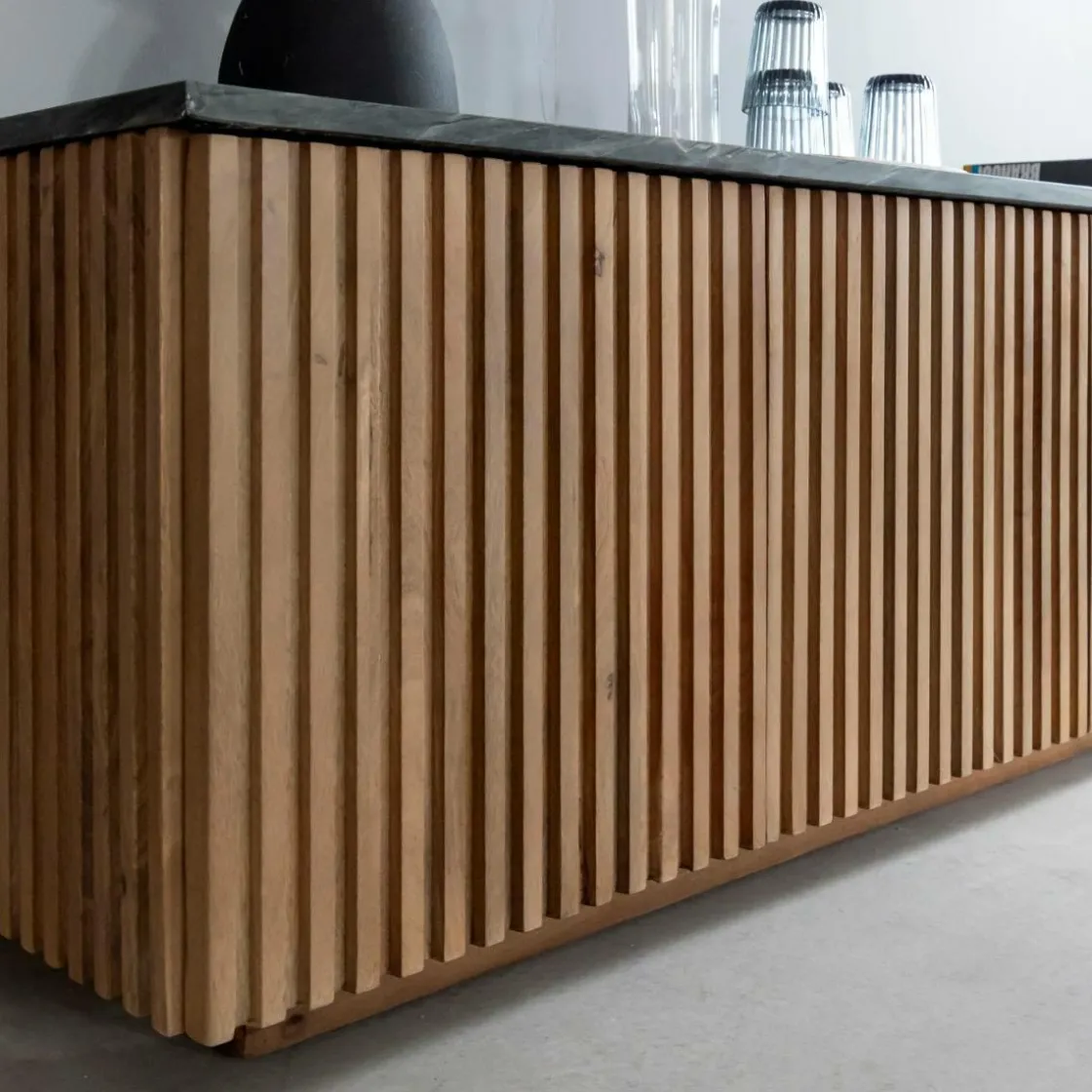 Made in Meubles Meuble Tv<Meuble TV en bois de manguier et marbre Betty