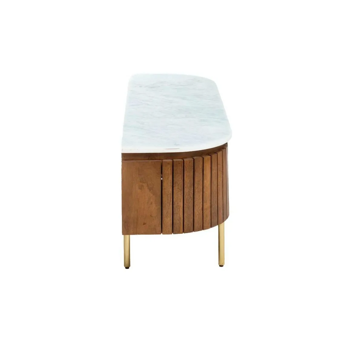 Made in Meubles Meuble Tv<Meuble TV en bois de manguier et marbre Sienne