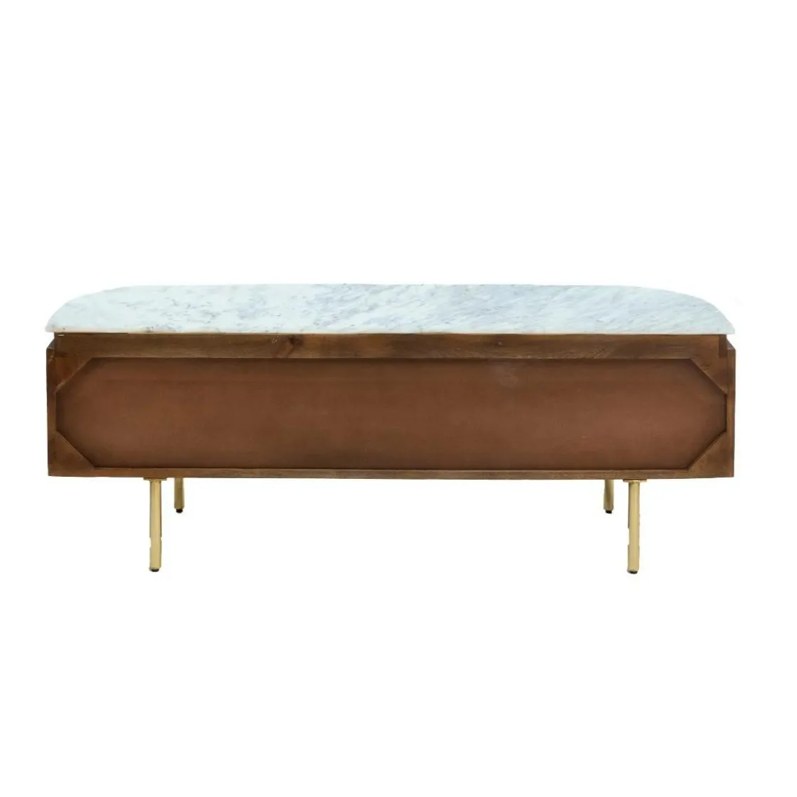 Made in Meubles Meuble Tv<Meuble TV en bois de manguier et marbre Sienne