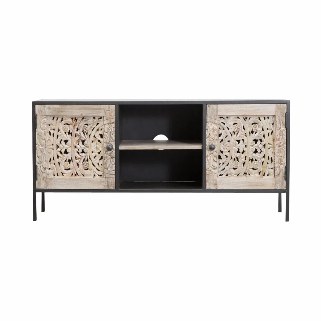 Made in Meubles Meuble Tv<Meuble TV en bois de manguier blanchi Lila