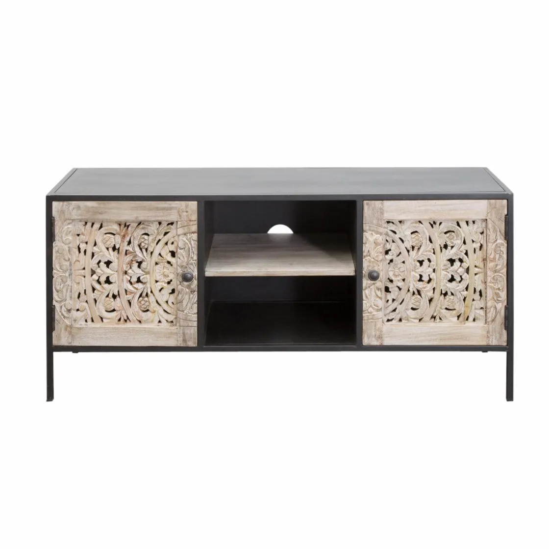 Made in Meubles Meuble Tv<Meuble TV en bois de manguier blanchi Lila