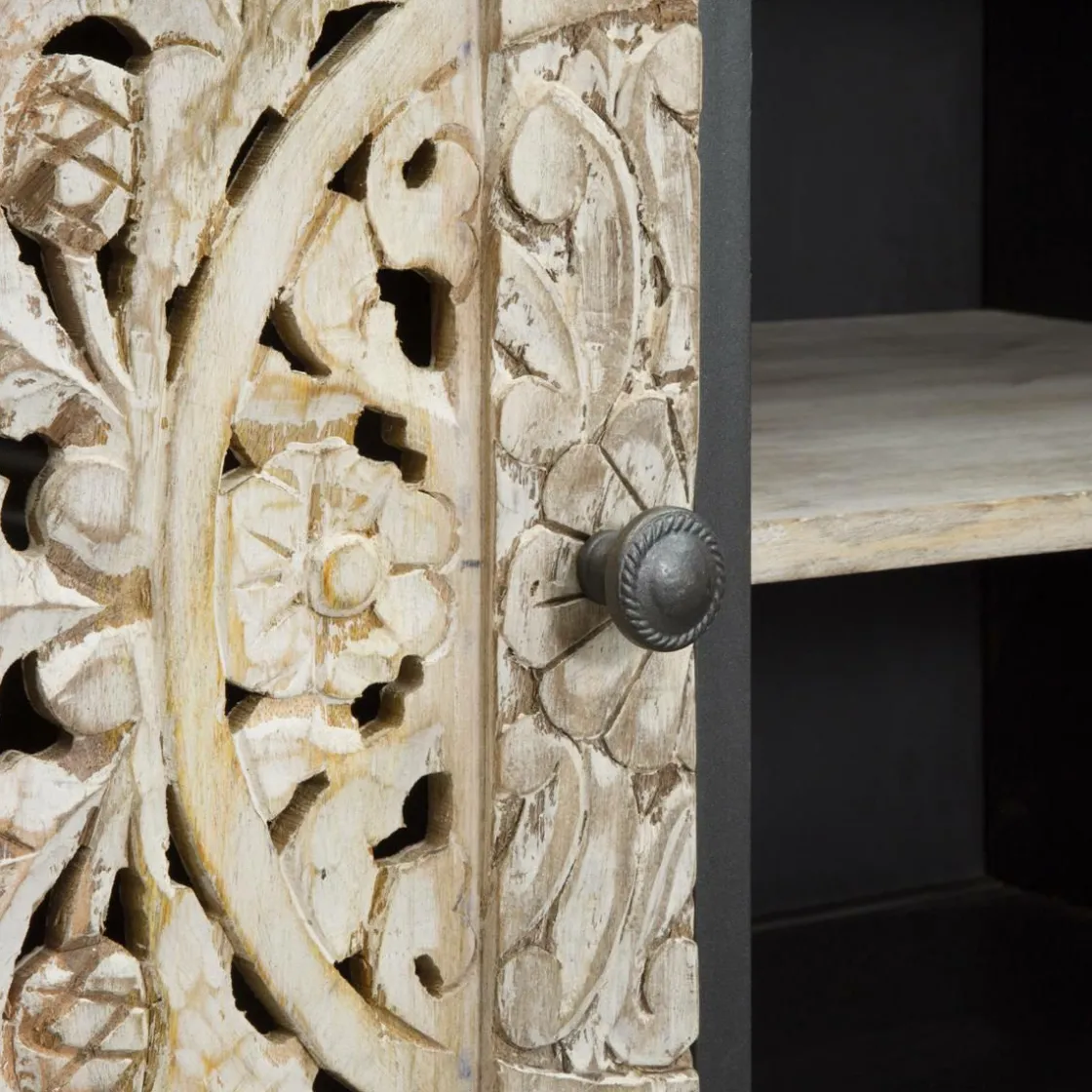 Made in Meubles Meuble Tv<Meuble TV en bois de manguier blanchi Lila