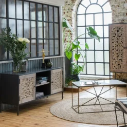 Made in Meubles Meuble Tv<Meuble TV en bois de manguier blanchi Lila