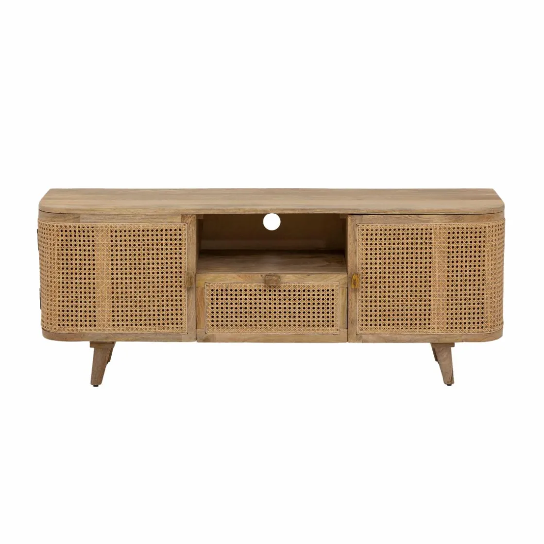 Made in Meubles Meuble Tv<Meuble TV en bois de manguier et cannage Palma