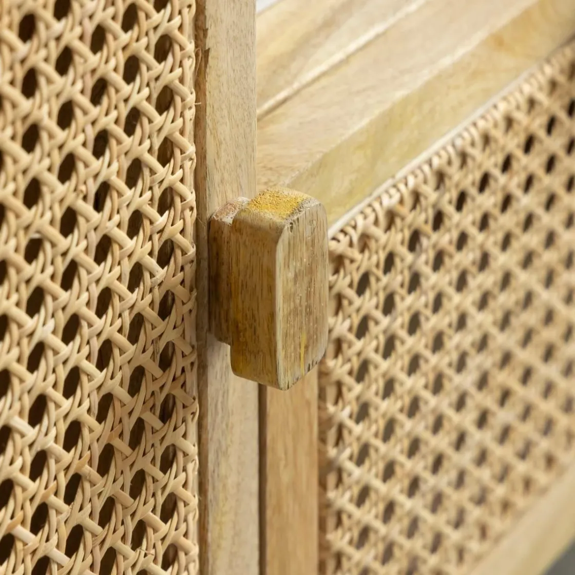 Made in Meubles Meuble Tv<Meuble TV en bois de manguier et cannage Palma