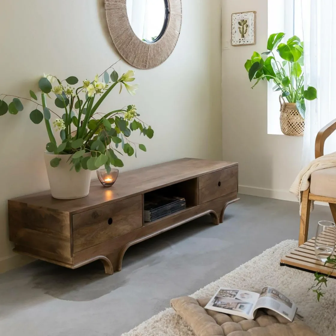 Made in Meubles Meuble Tv<Meuble TV en bois de manguier foncé Daelan