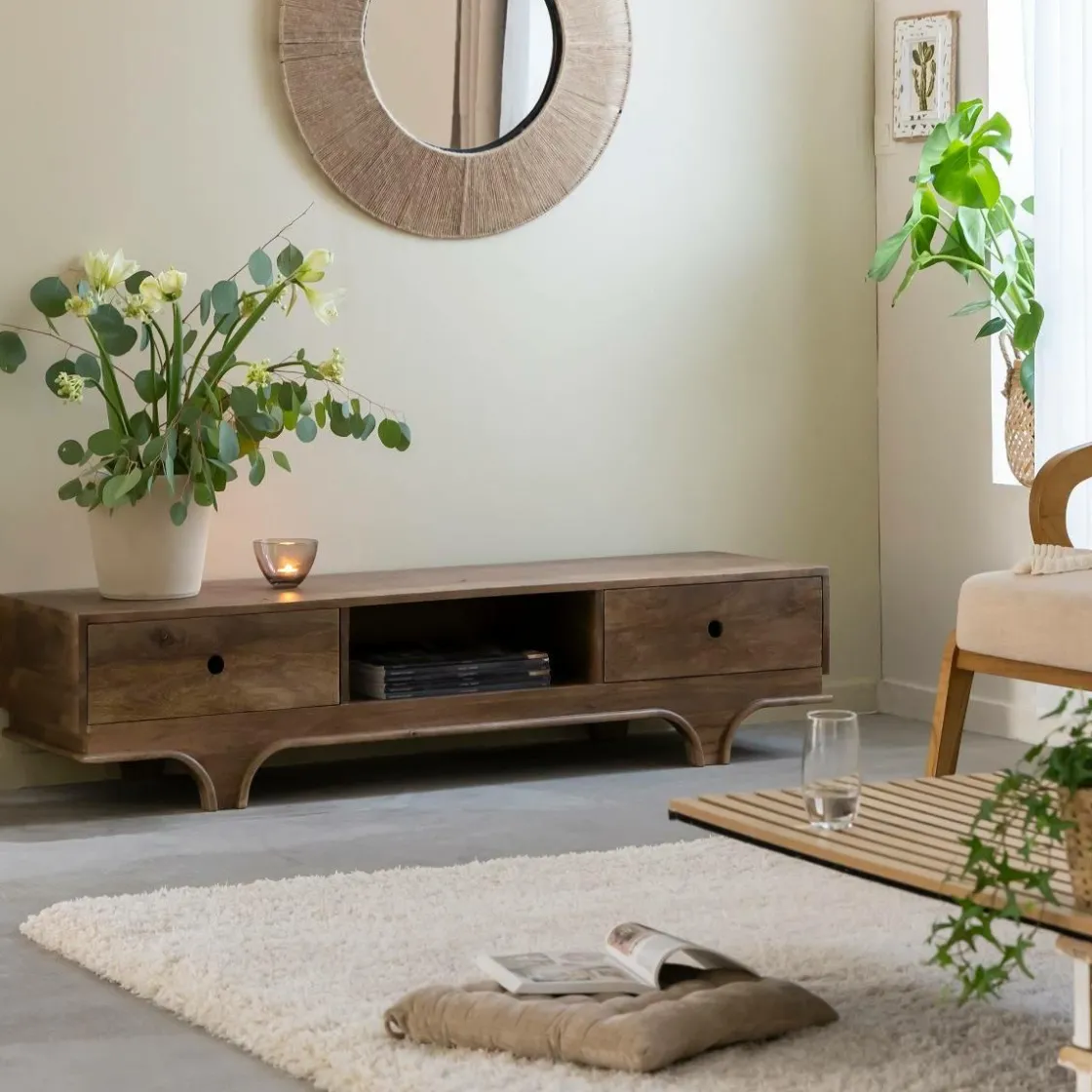 Made in Meubles Meuble Tv<Meuble TV en bois de manguier foncé Daelan