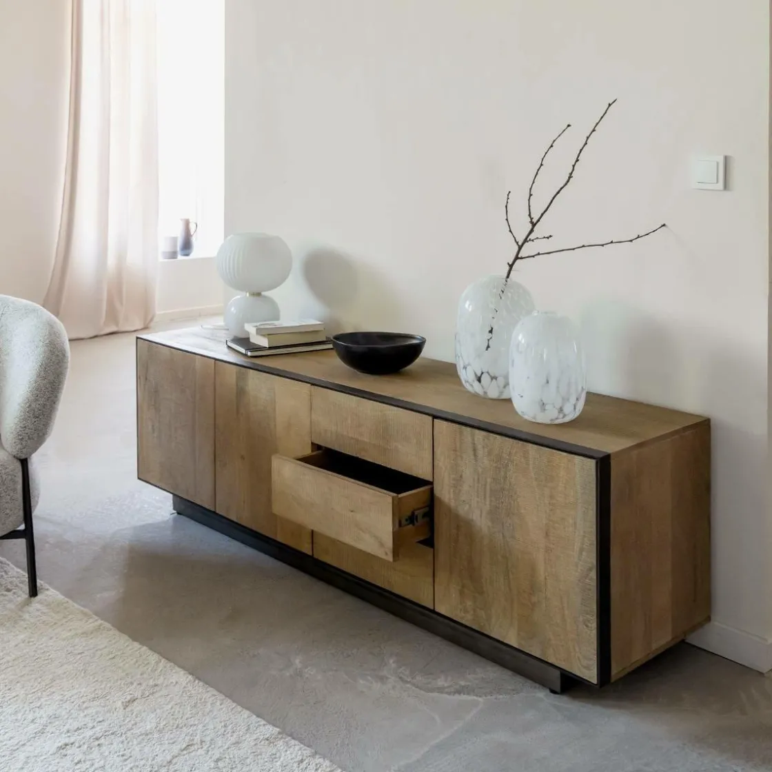 Made in Meubles Meuble Tv<Meuble TV en bois de manguier et métal Isil