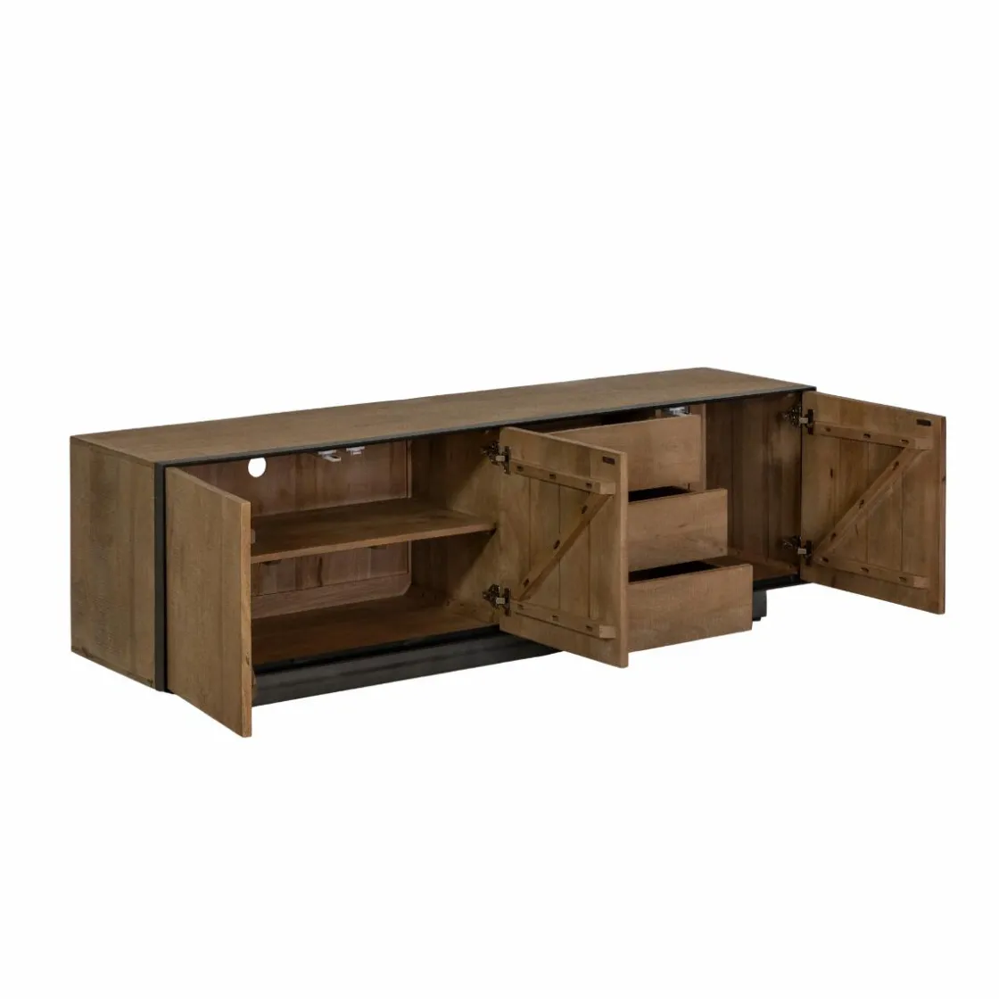 Made in Meubles Meuble Tv<Meuble TV en bois de manguier et métal Isil