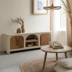 Made in Meubles Meuble Tv<Meuble TV en bois effet béton et bois d'acacia Dalva