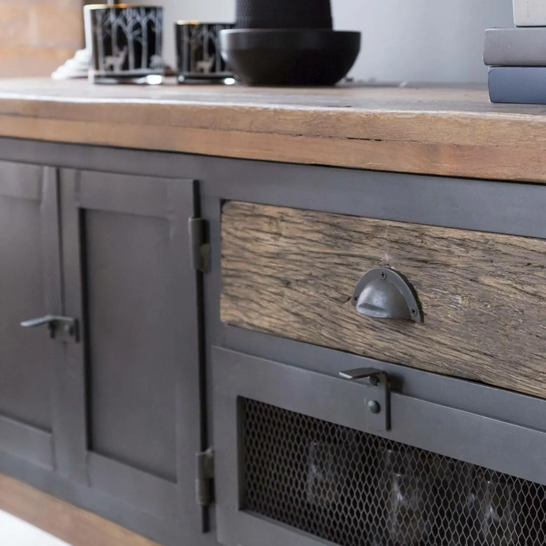 Made in Meubles Meuble Tv<Meuble TV en bois recyclé et métal Hector