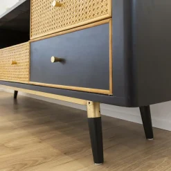 Made in Meubles Meuble Tv<Meuble TV en cannage et métal Volterra