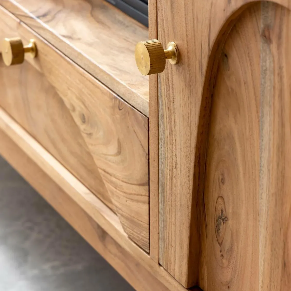 Made in Meubles Meuble Tv<Meuble TV en marbre et bois d'acacia Calix