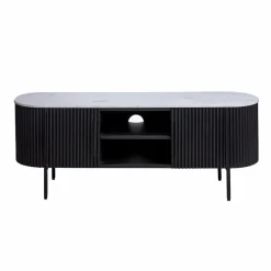 Made in Meubles Meuble Tv<Meuble TV en métal et marbre blanc Mona