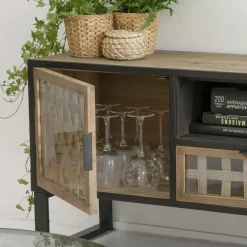 Made in Meubles Meuble Tv<Meuble TV en sapin et métal noir Elise