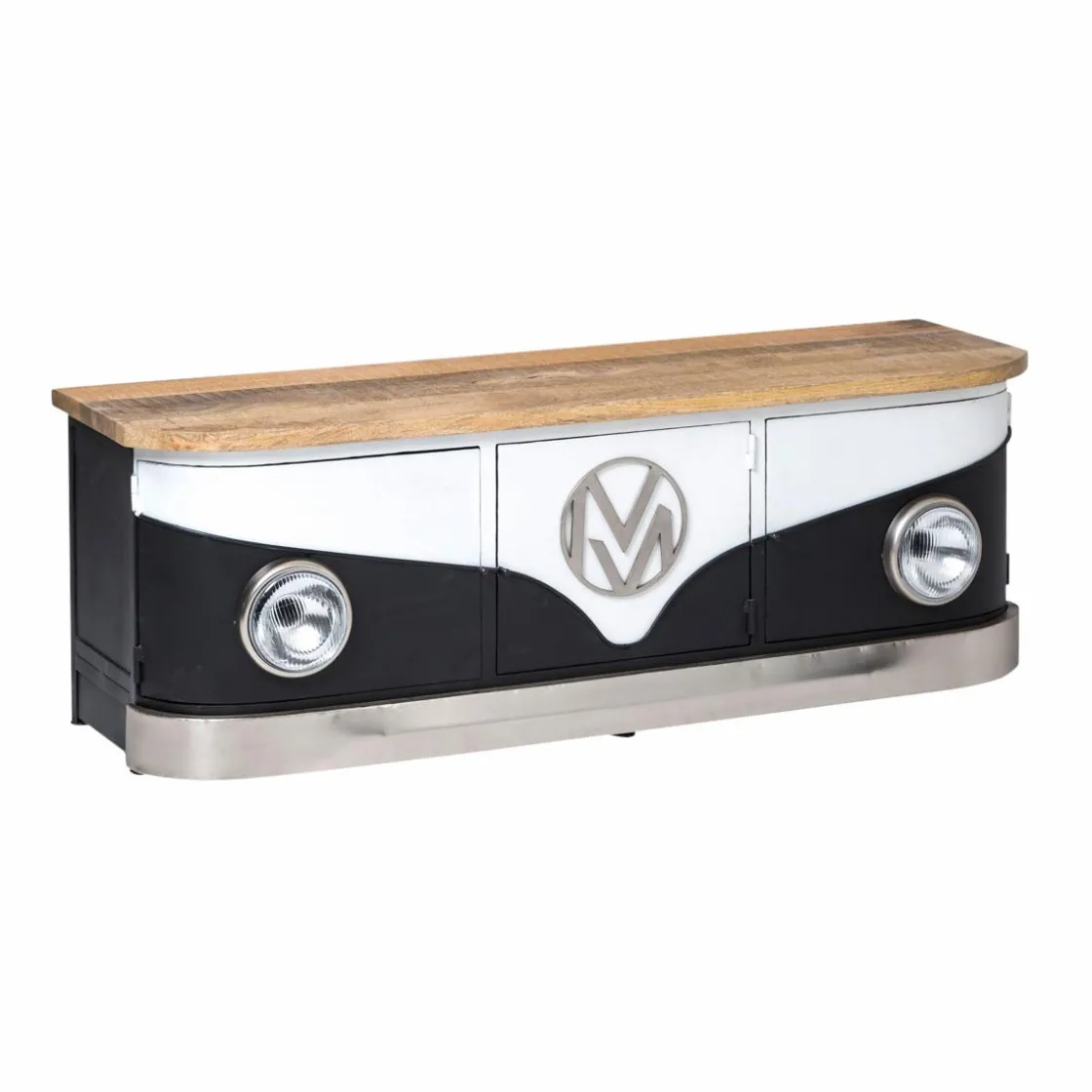 Made in Meubles Meuble Tv<Meuble TV noir avec plateau en bois de manguier Combi