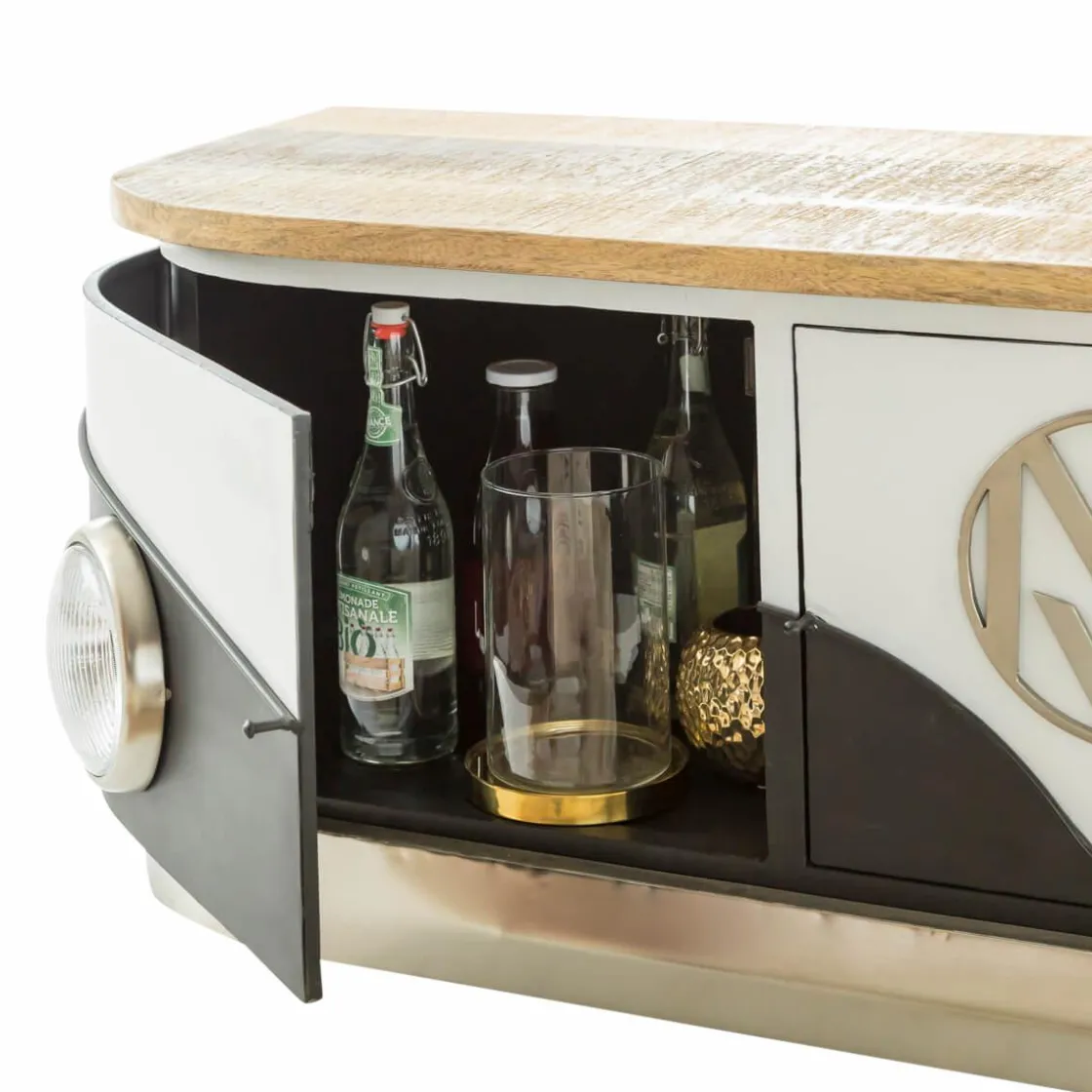 Made in Meubles Meuble Tv<Meuble TV noir avec plateau en bois de manguier Combi