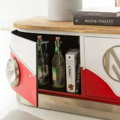 Made in Meubles Meuble Tv<Meuble TV rouge avec plateau en bois de manguier Combi