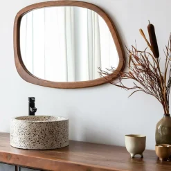 Made in Meubles Miroir|Décoration<Miroir abstrait en bois de manguier foncé Marley