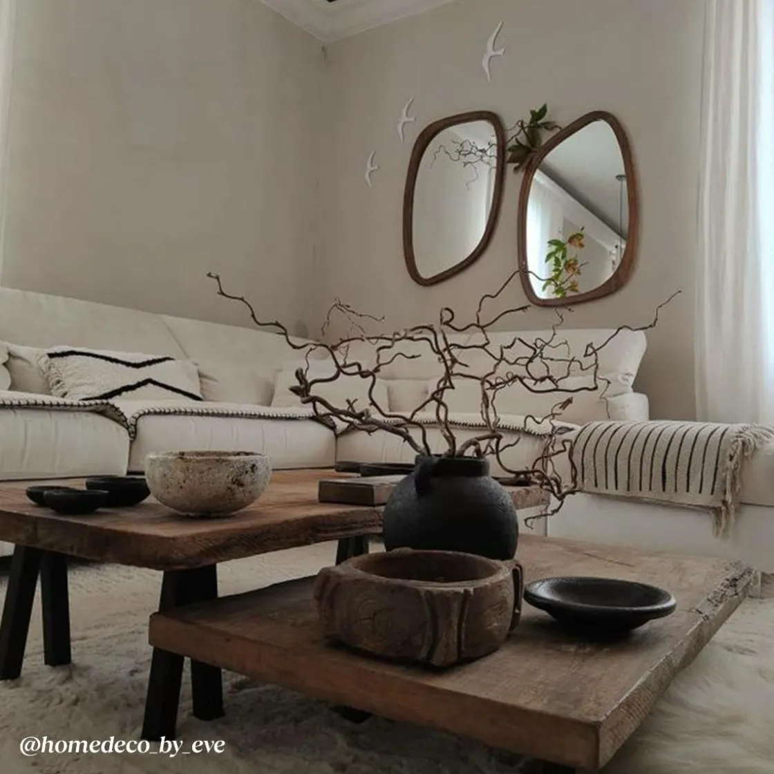 Made in Meubles Miroir|Décoration<Miroir abstrait en bois de manguier foncé Marley