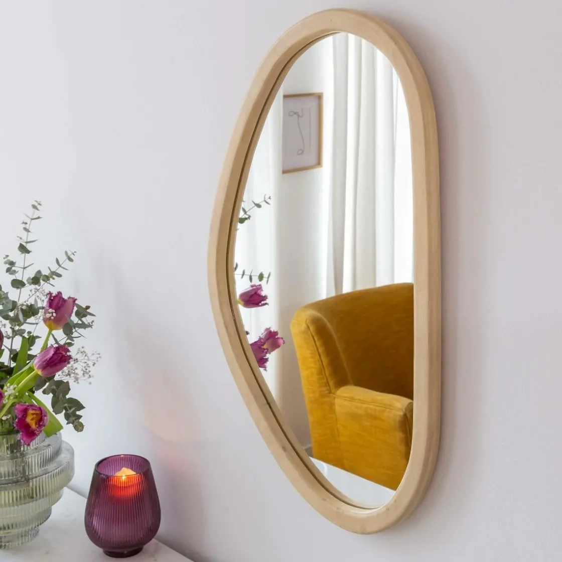 Made in Meubles Miroir|Décoration<Miroir abstrait en bois de manguier clair Marley